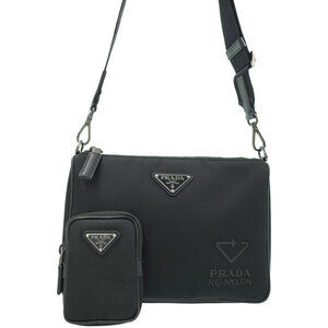 PRADA Re Saffiano Leather Shoulder Crossbody Bag Black